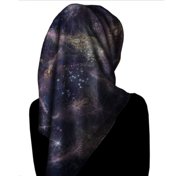 Shooting Stars & Arrows Purple Square Silk Scarf - Picture 8 of 12